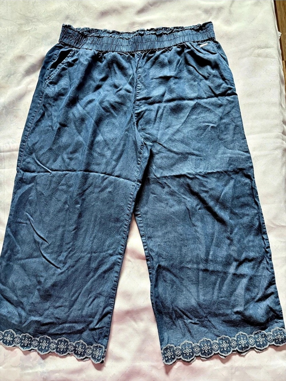 ANNE KLEIN Blue Lace-Trim Jogger Pants Size XL